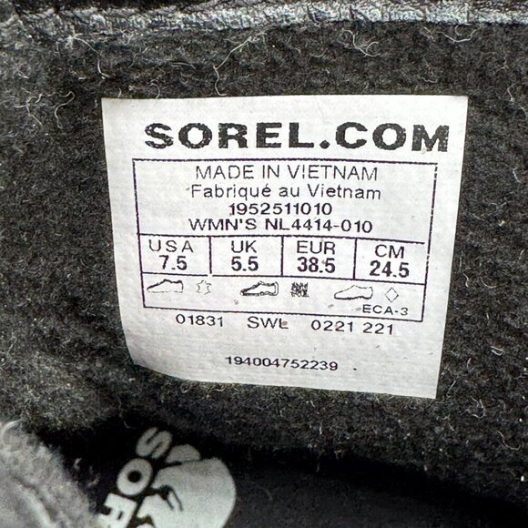 Sorel Womens Black Waterproof Lace-Up Winter Boots With Fleece Lining & Rugged - Picture 8 of 9